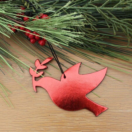 Dacasso Metallic Red Peace Dove Ornament EI-2002